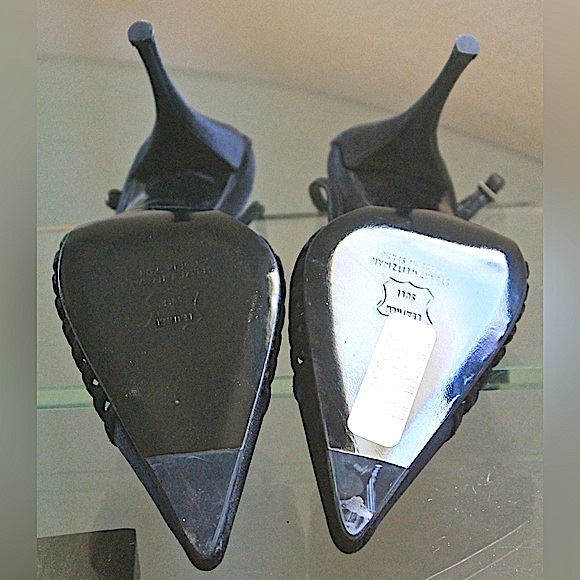 STUART WEITZMAN GLOTRAVERSE BLACK SATIN HEEL SIZE 9 NIB Y2K - Picture 7 of 8